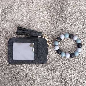 Black and Gray Tassel Keychain Wallet